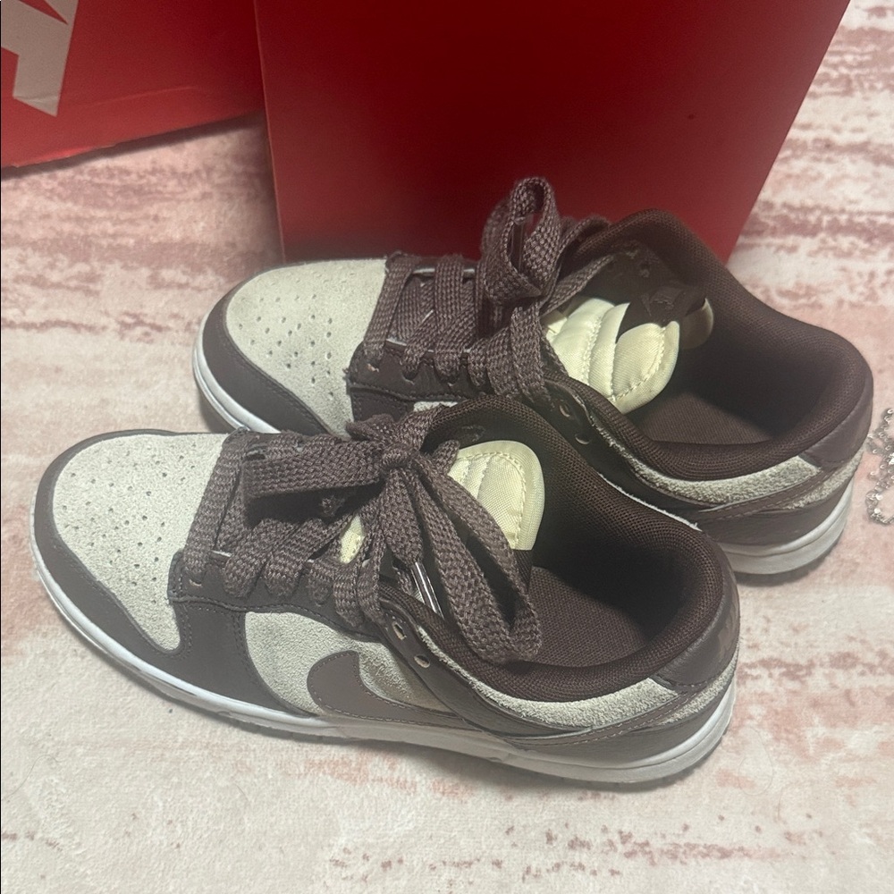 Nike Chocolate Brown and Cream Sneakers